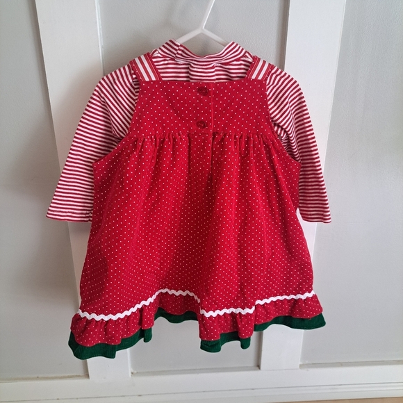 Rare Editions Christmas Dress with Striped Onesie – Toddler 24M - Picture 6 of 7